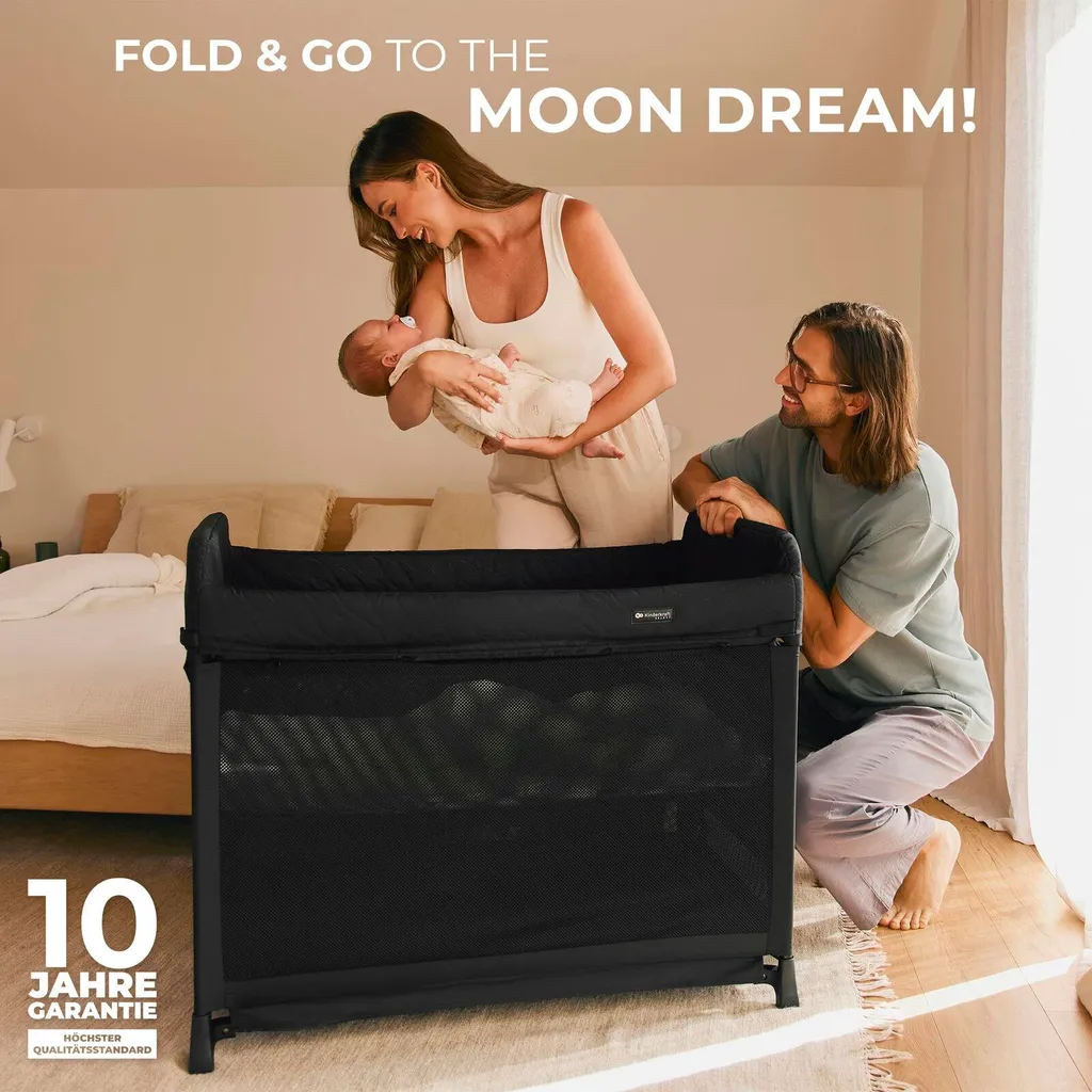 Lit de voyage Moon Dream Kinderkraft Select Noir avec matelas inclus