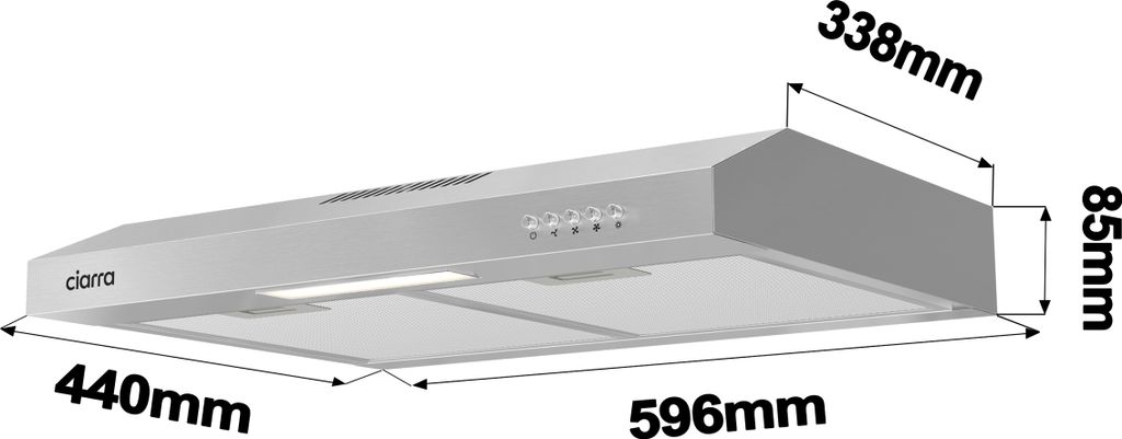 CIARRA A+ Dunstabzugshaube 60cm Unterbauhaube Unterbau Produktbild 10