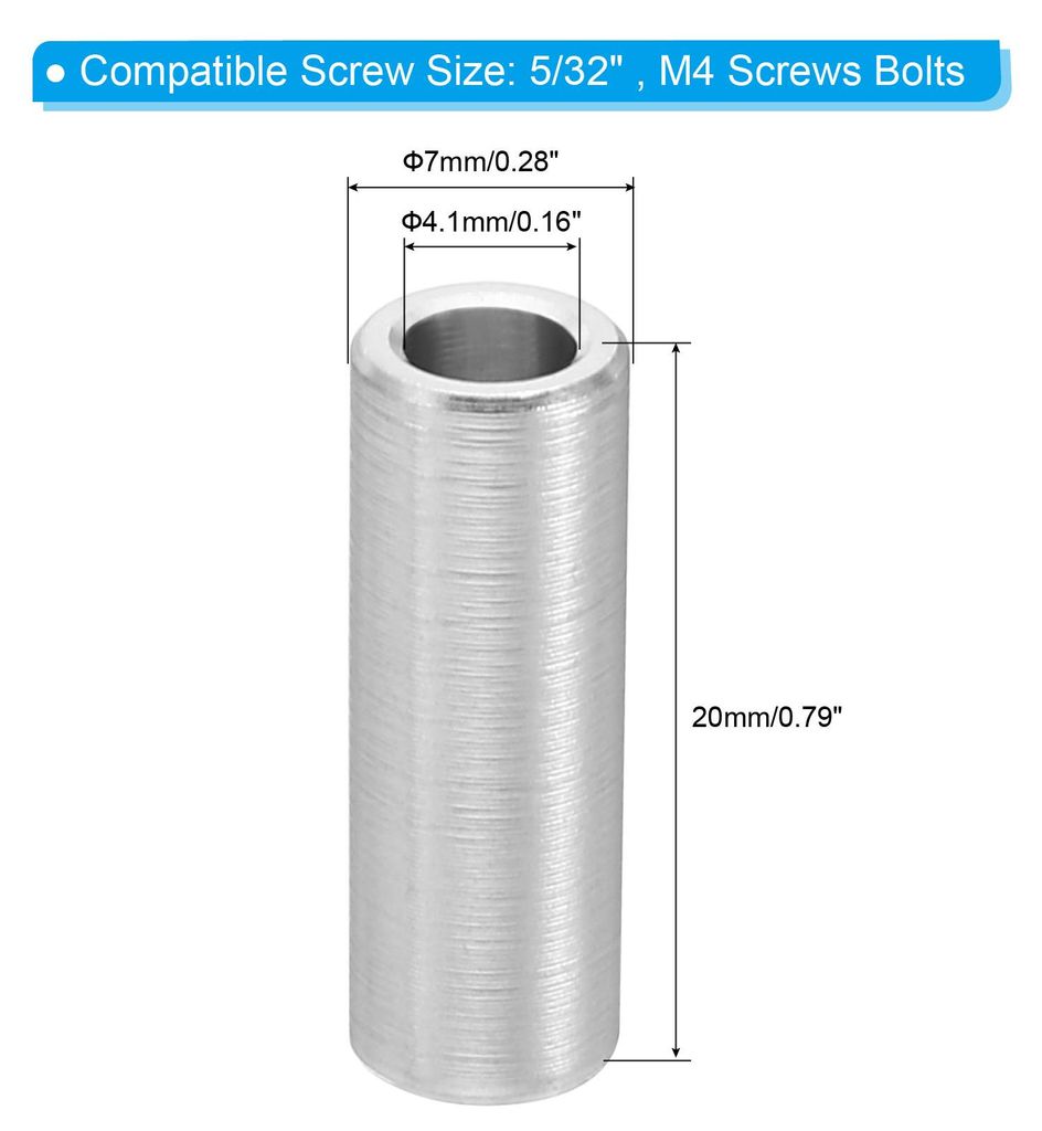 M4 Aluminium Abstandshalter 10 Stš¹ck Metall Distanzhš¹lsen Alu 4.1 mm ID x 7 mm OD x 20 mm L Rund Unterlegscheiben Abstandshš¹lsen Schrauben...