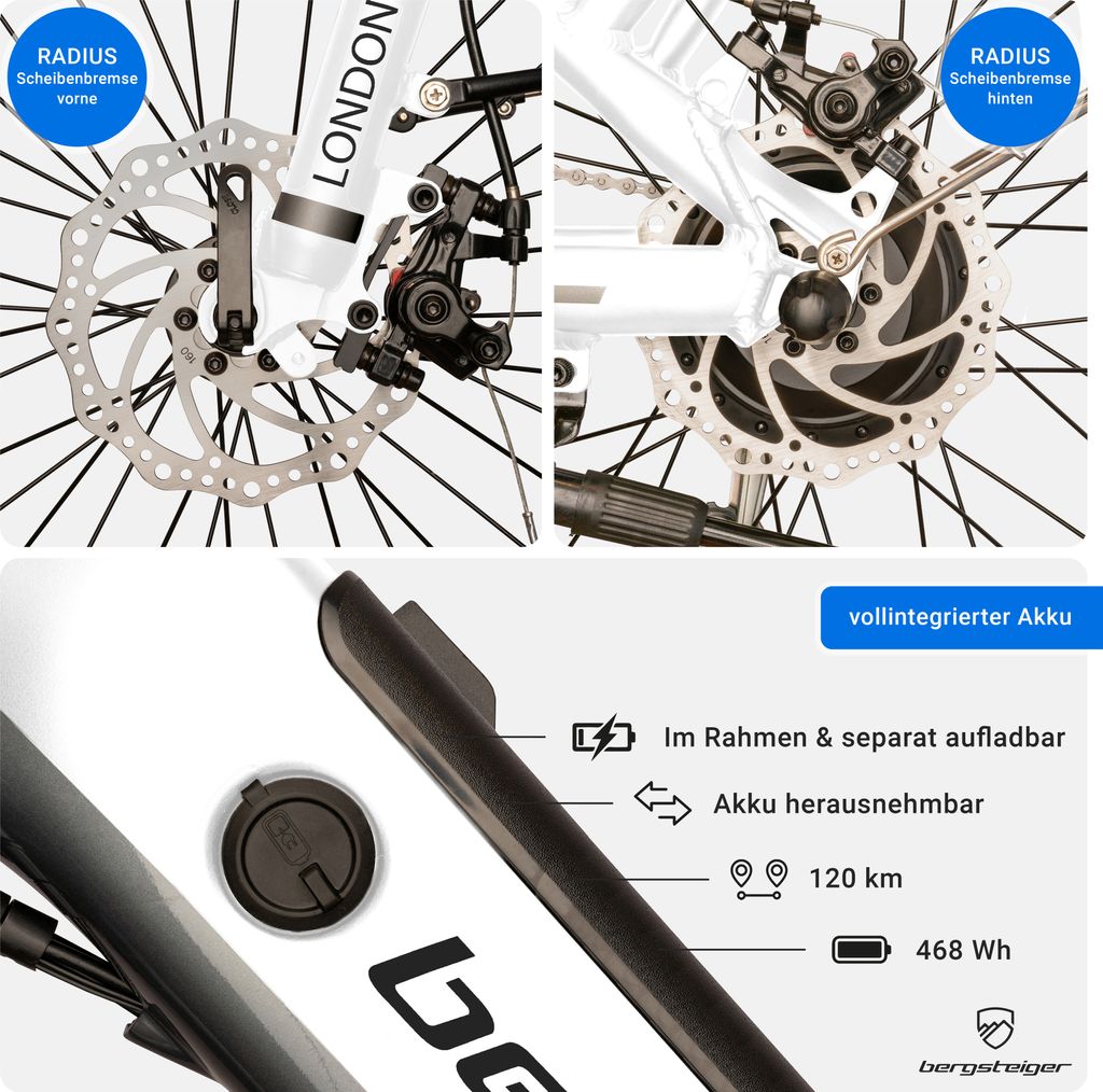 Bergsteiger London 20 Zoll E-Bike Klapprad mit 250 Watt Produktbild 5