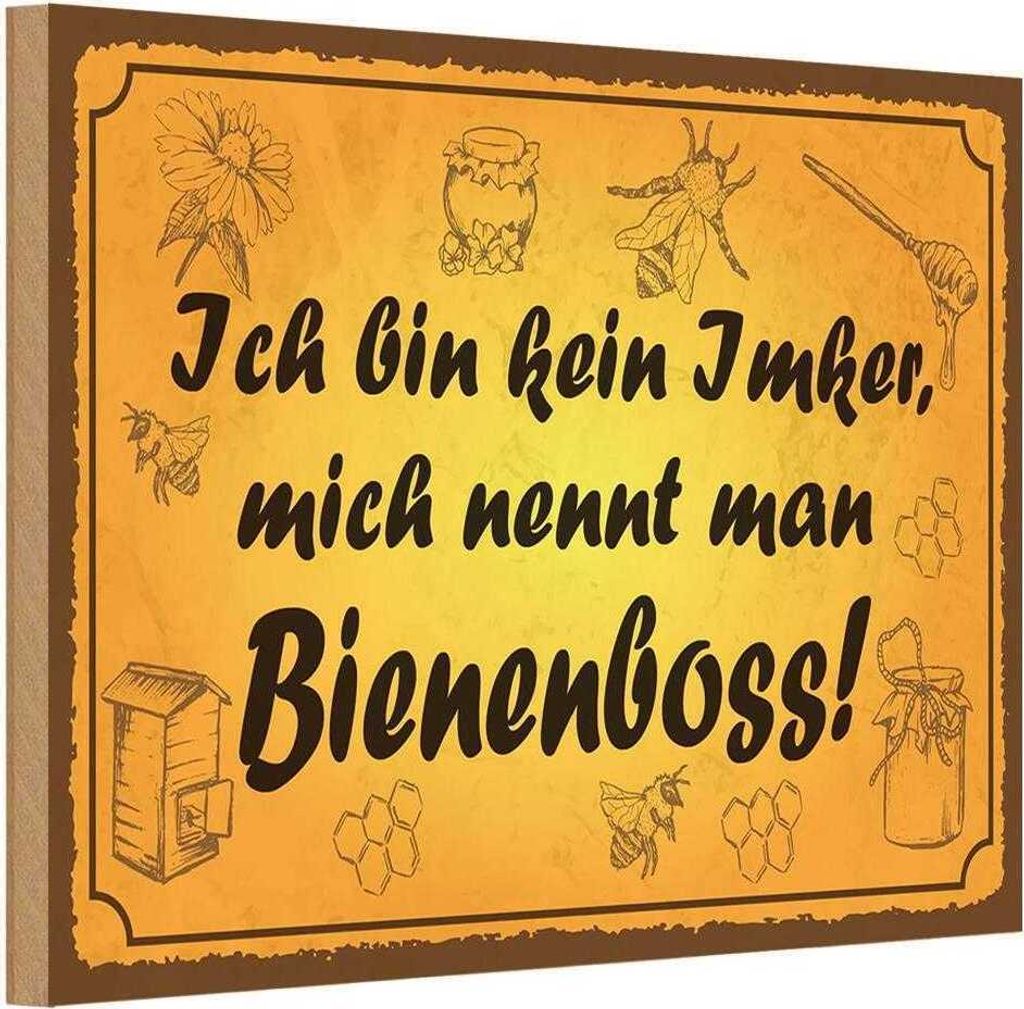 vianmo Holzschild 12x18 cm bin kein Imker Bienenboss Dekoration