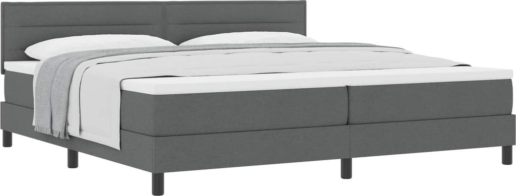 Boxspringbett mit Matratze Dunkelgrau 200 x 200 cm Stoff