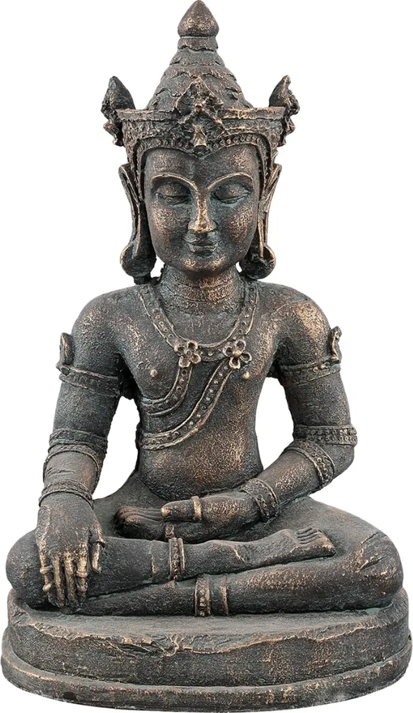 Statue Bouddha Rattanakosin en bronze vert et gris de 32 cm de haut