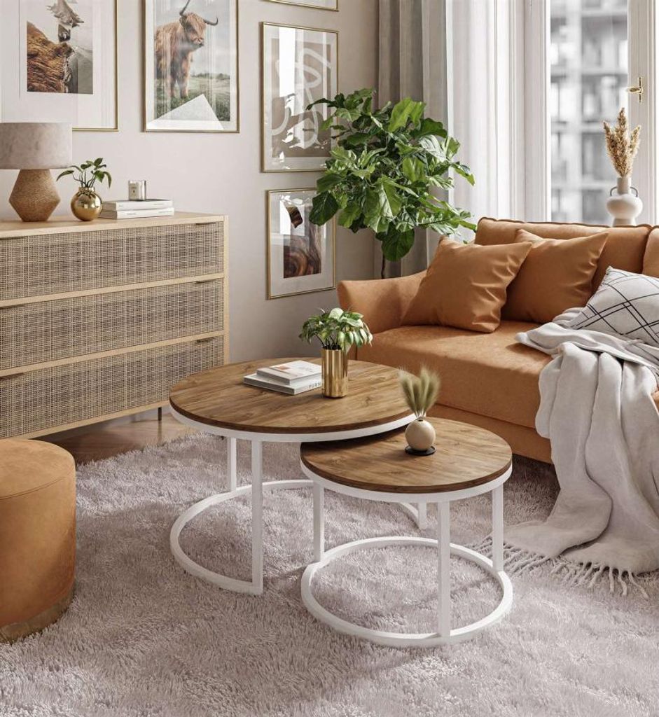 Runder Couchtisch CIRI 2in1 rund Eiche Artisan Stirling Wotan