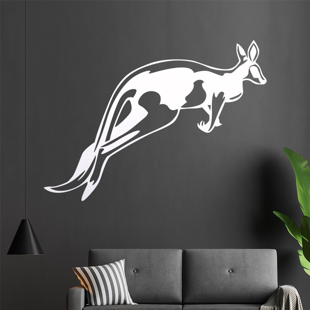 Känguru Wandtattoo in 6 Größen - Wandaufkleber Wall Sticker - Dekoration, Küche, Wohnzimmer, Schlafzimmer, Badezimmer