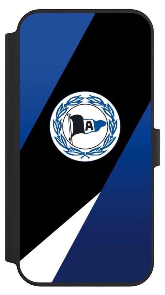 NIVOCASE Klapphülle für Apple iPhone 14 Pro Max Handyhülle aus Kunst Leder NIVOflip schwarz Arminia Bielefeld DSC Offizielles Lizenzprodukt