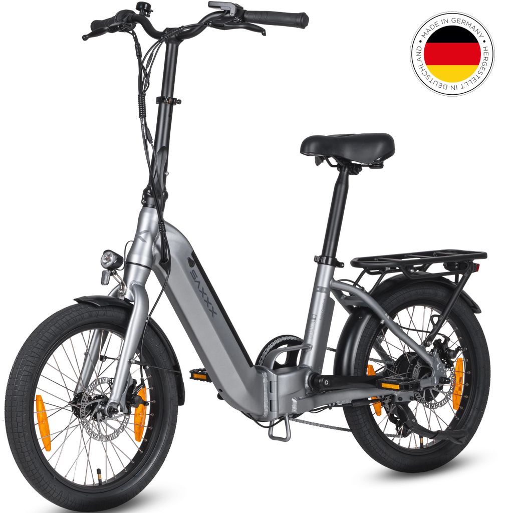 SAXXX E-Bike FOLDI COMFORT Faltrad Tiefeinsteiger Elektrofahrrad, 410Wh integrierter Akku ,250 W Hinterradmotor,Shimano Nexus 7-Gang,City E-Bike