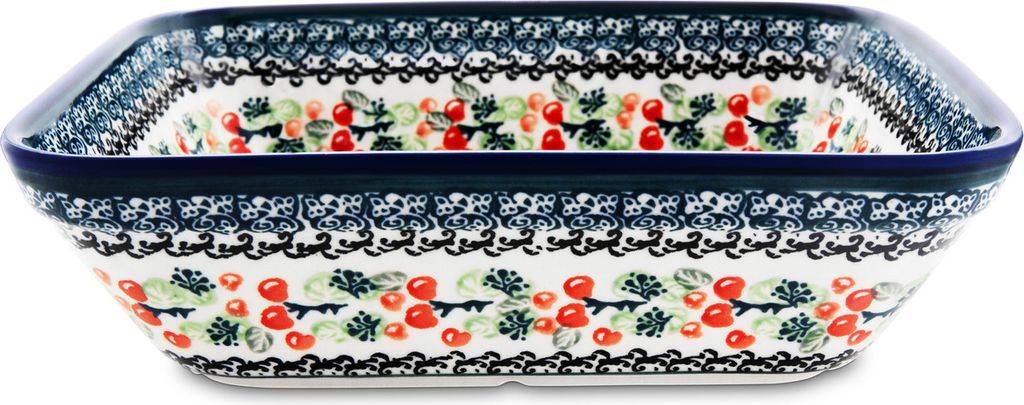 Original Bunzlauer Keramik 2 Liter Auflaufform für 2-3 Personen mit hohen Rand 7cm Dekor DU158