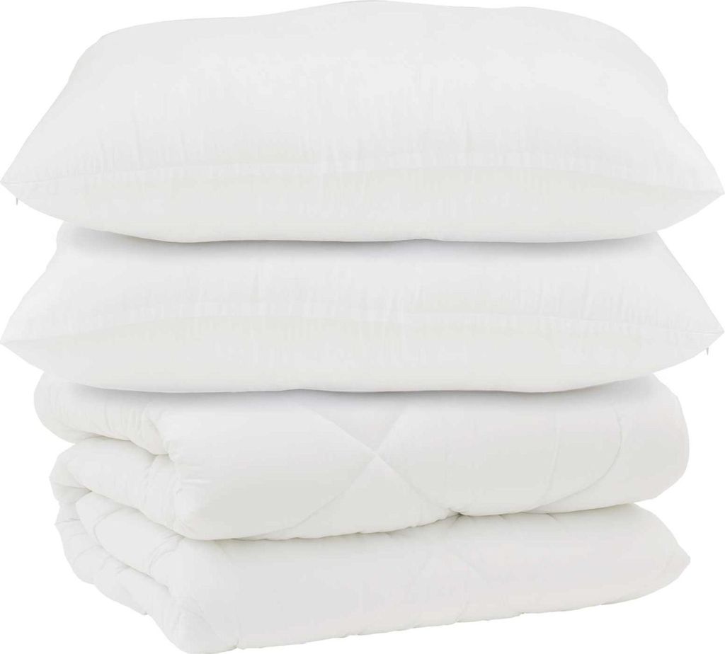 vidaXL Decke mit Kissen 3 pcs Weiß Mikrofaser und Daunenfedern