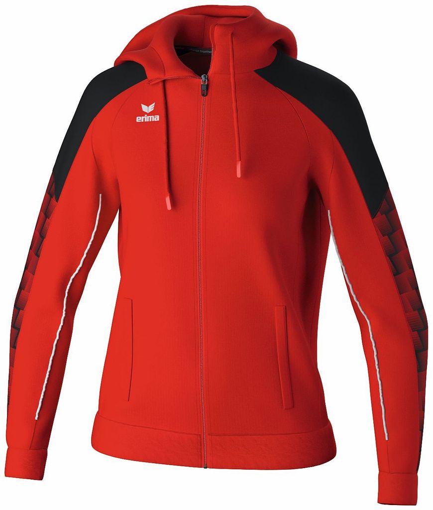 Erima Evo Star Trainingsjacke Mit Kapuze Damen - Rot / Schwarz | Größe: 34