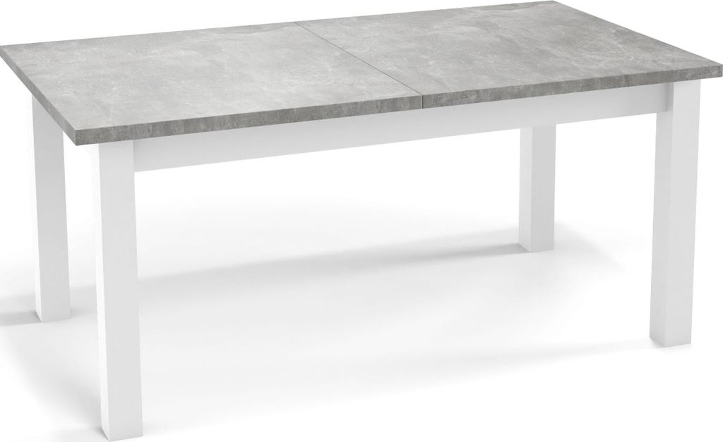 Moderner Rechteckiger Ausziehbarer Esstisch - Platzsparend - Weiße Holzbeine - 120 bis 160 cm - Hergestellt in EU - 120 x 67 cm - Grau Beton