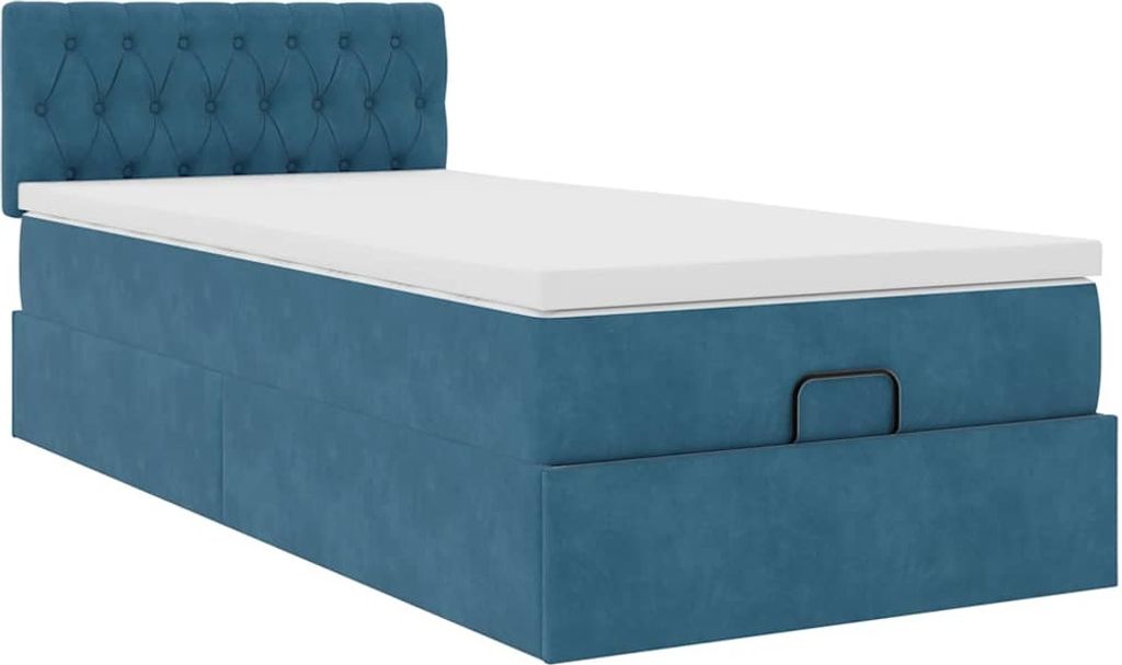 Ottoman-Bett mit Matratze Dunkelblau 90x190 cm Samt