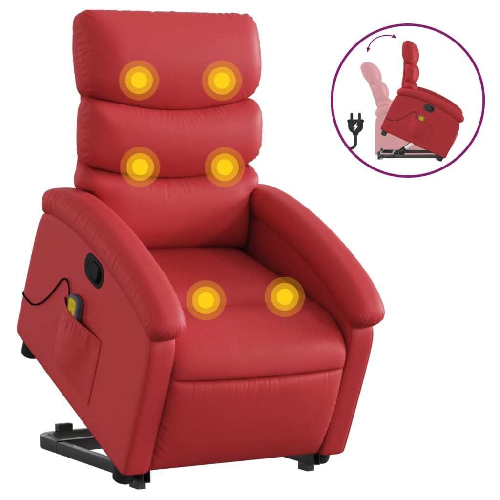 "im Sonderangebot"Massagesessel - TV-Sessel - Einzelsofa elegantes Design - mit Aufstehhilfe Rot Kunstleder - 70x92x99,5cm - Couchsessel DEMöbel97...