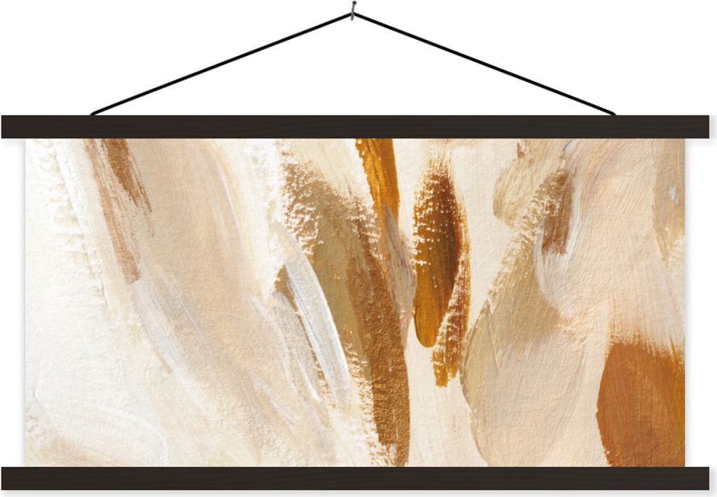 MuchoWow Textilposter Farbe - Braun - Beige 150x75 cm mit schwarzem Rahmen - Posterleiste