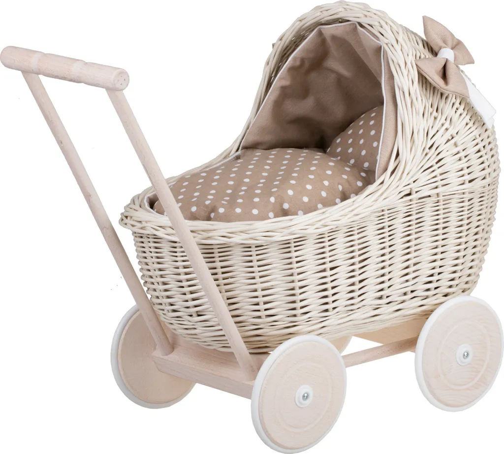LILI Poussette de poupée en osier Crème 48x28 H47 cm - Landau artisanal