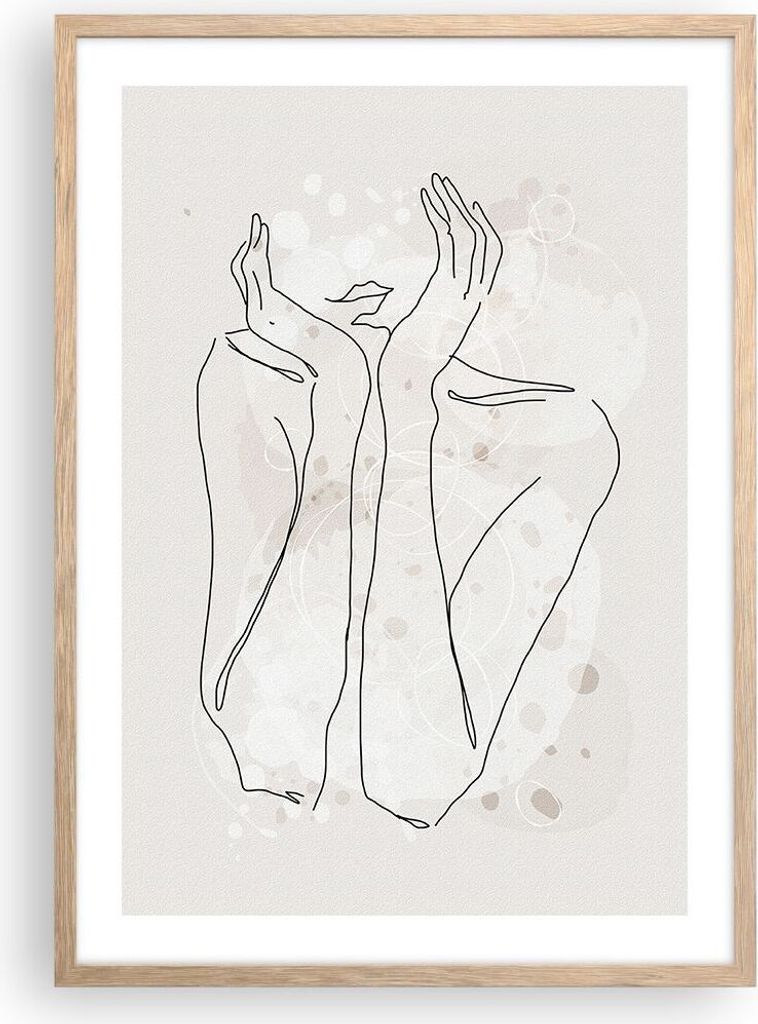 Gerahmtes Poster - Rahmen in heller Eiche - Grafik Frau Licht - 50x70 cm - Wand Bild - Wanddeko - Wandbilder - Kunstposter - Wandposter - Bilderrah...