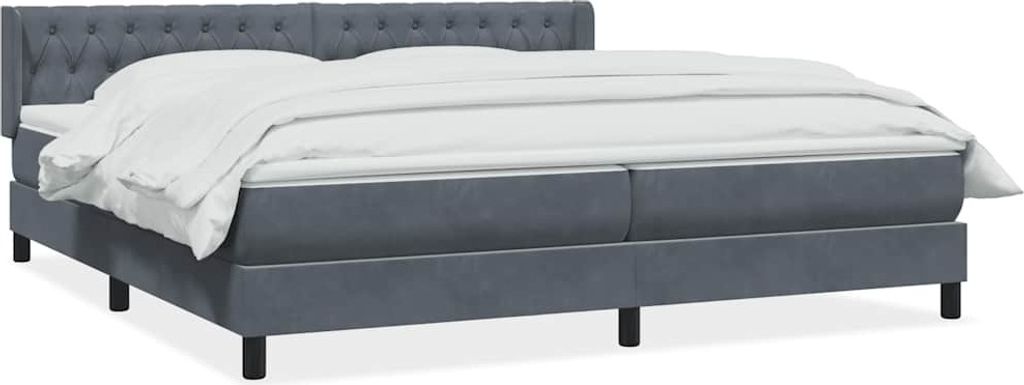vidaXL Boxspringbett mit Matratze Dunkelgrau 180x220 cm Samt