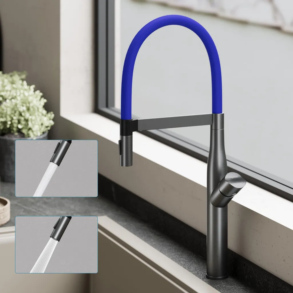Rubinetto Cucina Alto Doporro Turnix-01 Grigio | Acciaio 304 Igienico