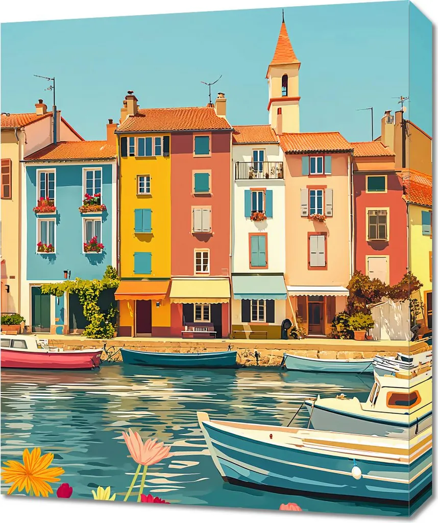 Cadre Côte multicolore 50x60 cm - Décoration pour salon et chambre