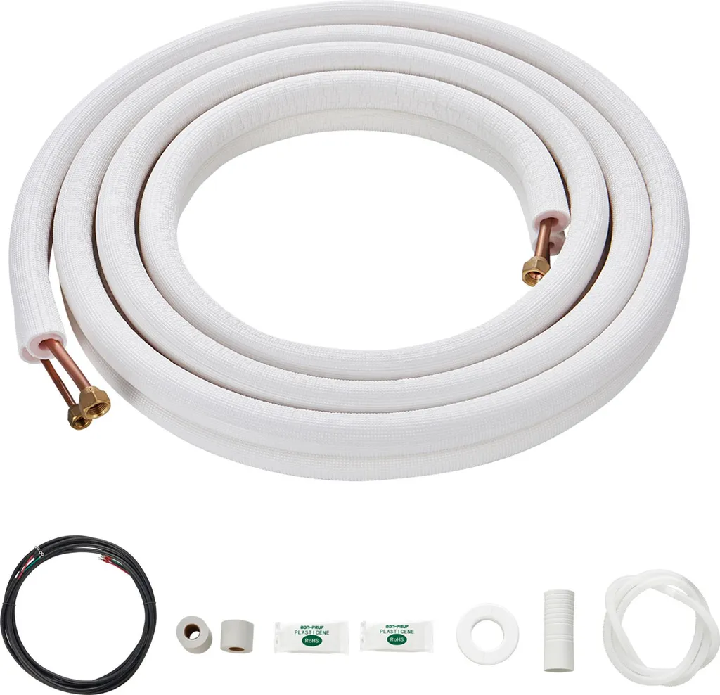 SucceBuy Set Linee Mini-Split 1/4 3/8 Rame Isolato 4.8m Accessori