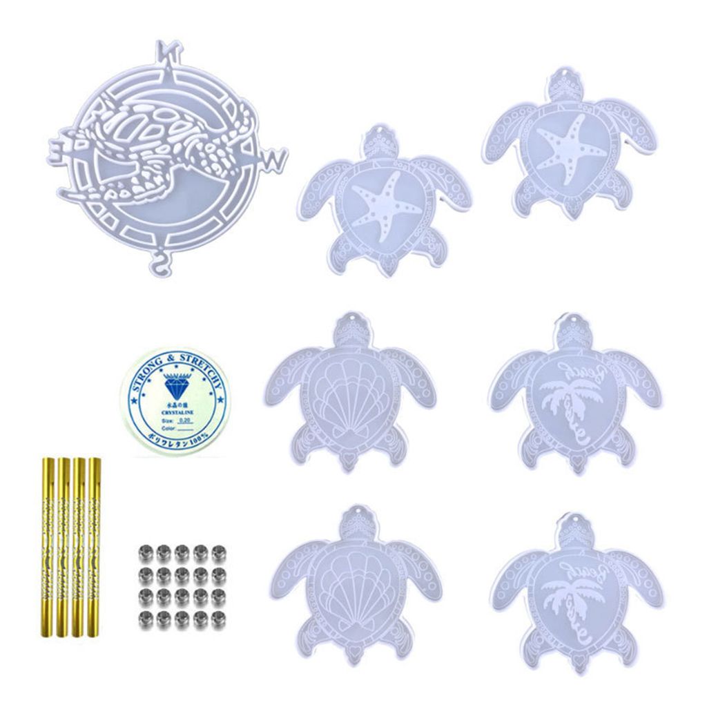 1 Set Wind Chime Form handgefertigtes Wohnkultur DIY Sea Turtle Epoxy Windgell Silikonform Dekorationen für Fenster-Weiß