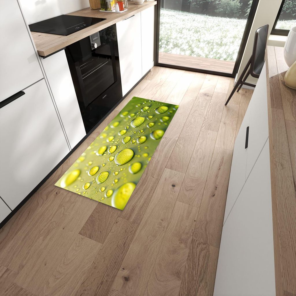 Küchenteppich 60x150cm rutschfest & abwischbar PVC Läufer - Wassertropfen anschaulich