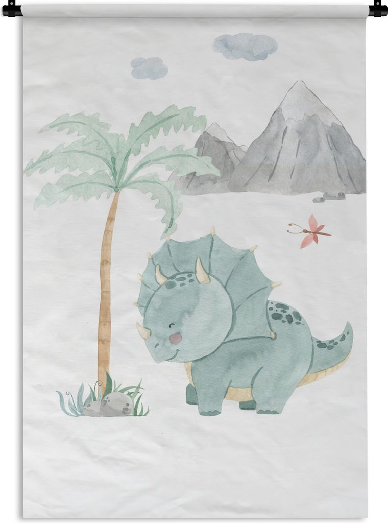 MuchoWow Wandteppich Wandbehang Kinderzimmer - Dinosaurier - Baum - Kinder - Kind 60x90 cm Tapisserie Dekoration Wandtuch - Foto-Teppich - Abwasc...