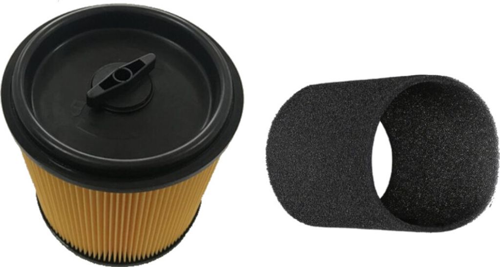 Trade-Shop 2in1 Set: Faltenfilter mit Verschlussdeckel + Schaumfilter für Parkside PNTS 1500 B2, 1500 B3, 1500 C4, 1500 D1, 1500 D5, 23 E Staubsauger