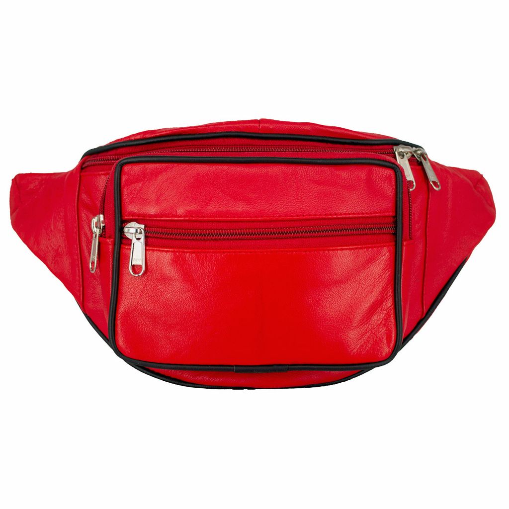 Echtleder Bauchtasche in Rot geschmeidiges Leder Gürteltasche Crossbag