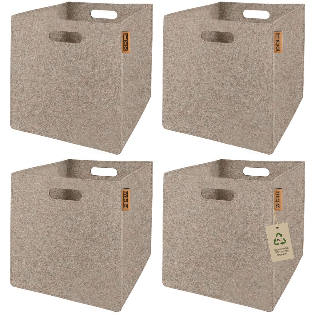 4er-Set Filz Aufbewahrungskörbe 30x30x30 cm dunkelgrau Produktbild 