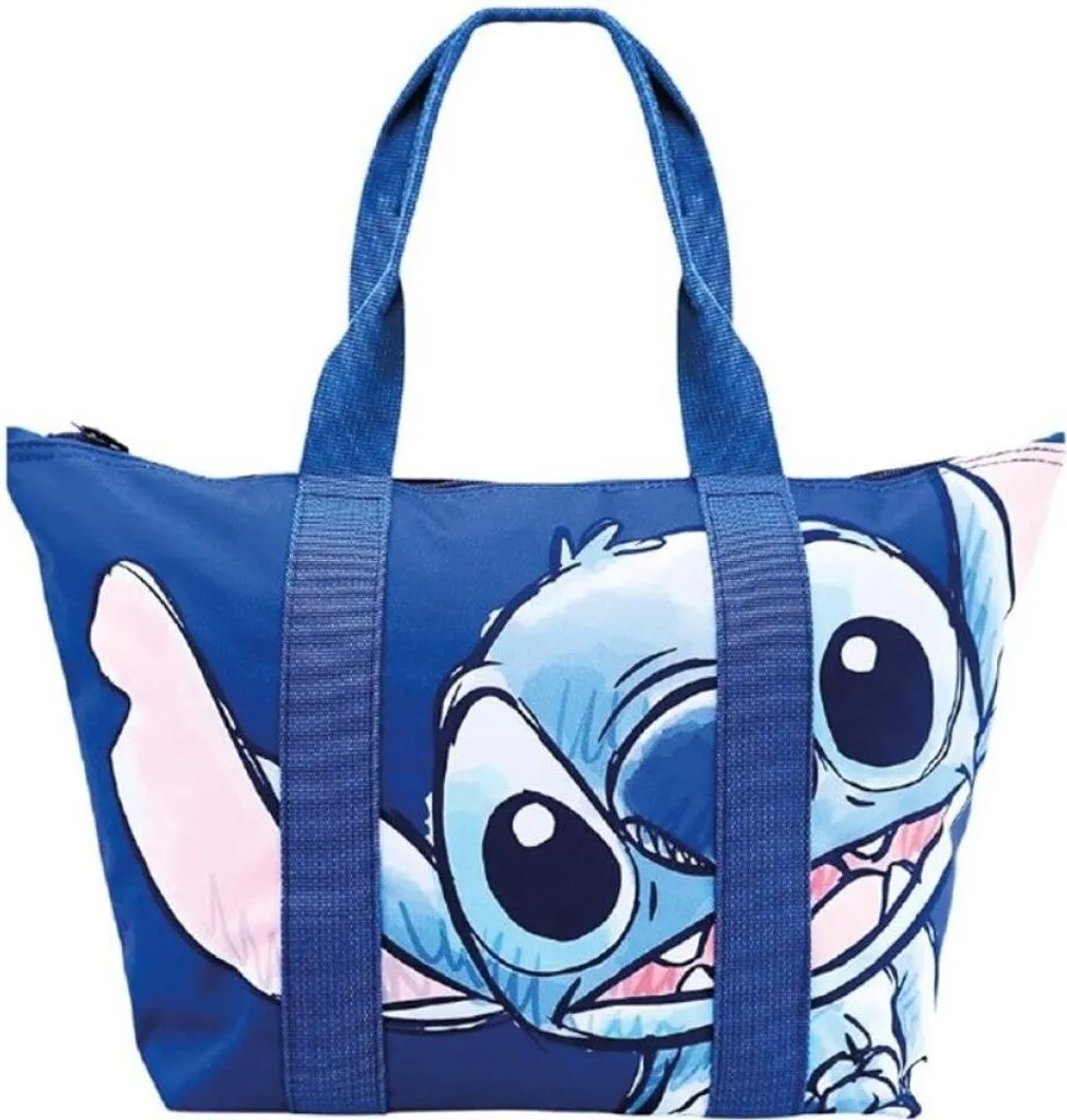 Sac de plage Disney Stitch en toile de coton marinière avec corde