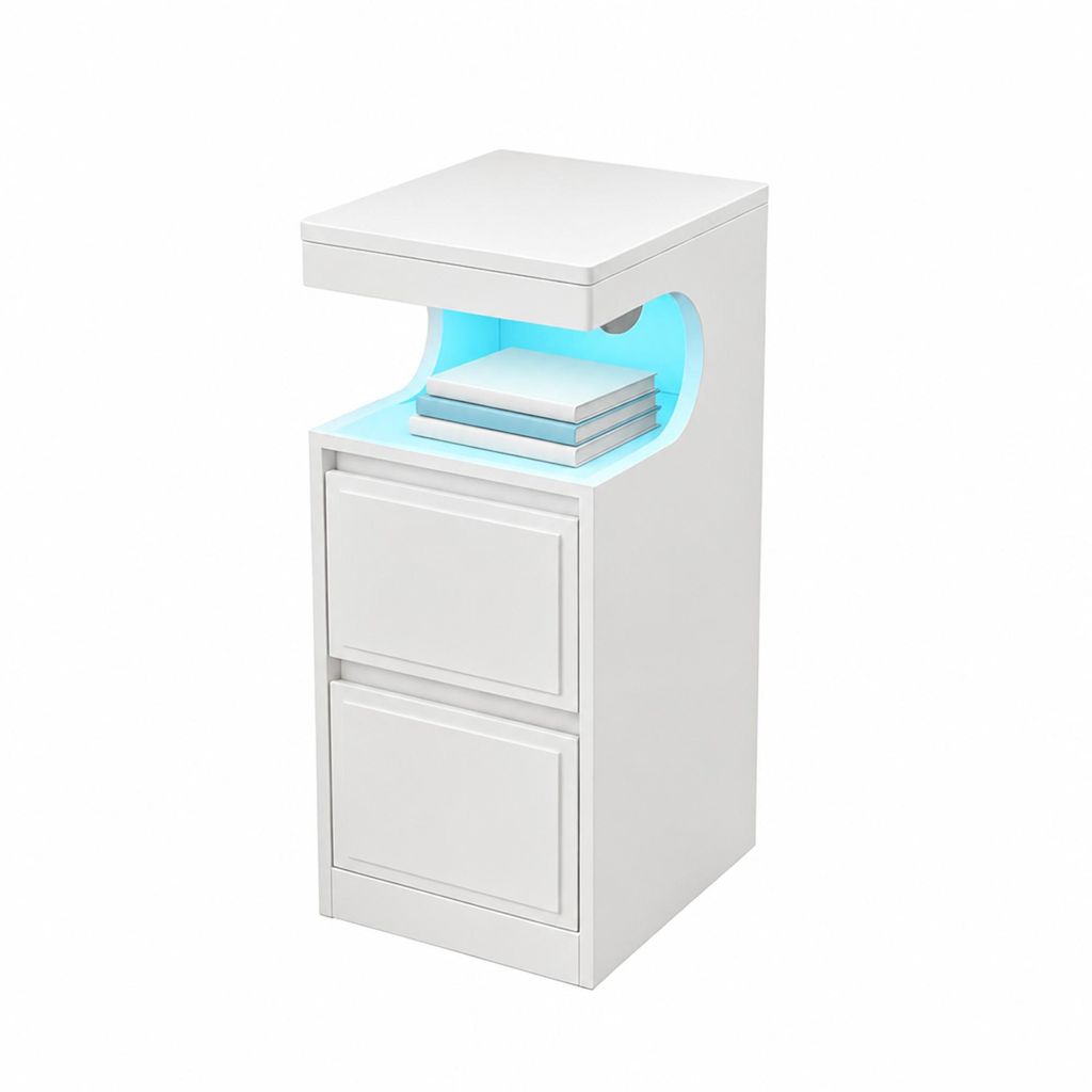 Nachttisch mit LED-Beleuchtung, Beistelltisch mit 2 Produktbild 