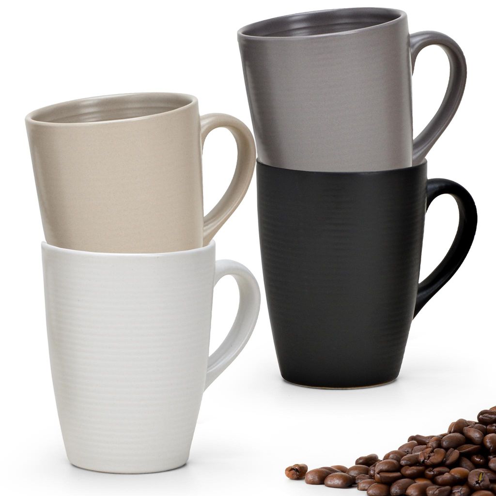 Tasses à café, set de 4 tasses en faïence unie matte Image du produit 