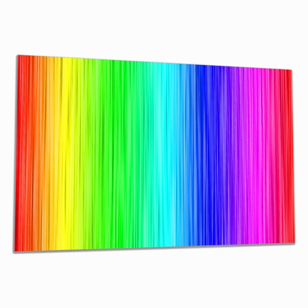 Wallario Herdabdeckplatte aus Glas, Größe 80 x 52 cm 1-teilig, Motiv Regenbogenmuster - Farben rot, gelb, grün, blau, pink und rot