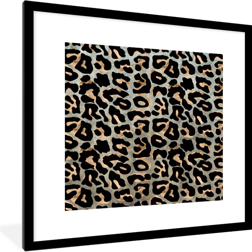 MuchoWow Gerahmtes Poster Tierdruck - Panther - Luxus 40x40 cm - Poster mit Schwarzem Bilderrahmen Wandposter Rahmen Foto Bilder - Poster - Plaka...
