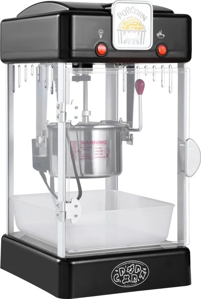 Machine à pop-corn cinéma 300W portable noire avec éclairage interne - 11