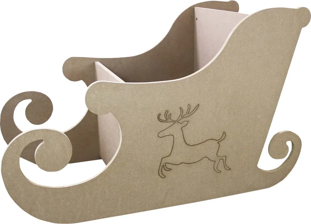 Traîneau de Noël en Bois 120cm pour Décoration de Vitrine et Grand Sapin