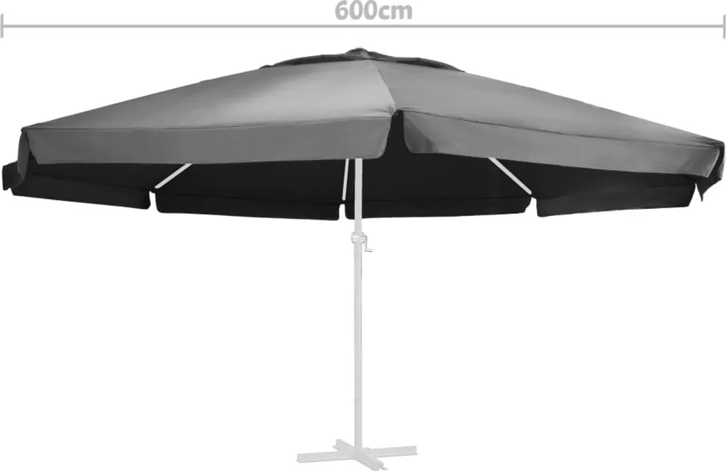 Housse de rechange pour parasol anthracite 600 cm en toile polyester - 4