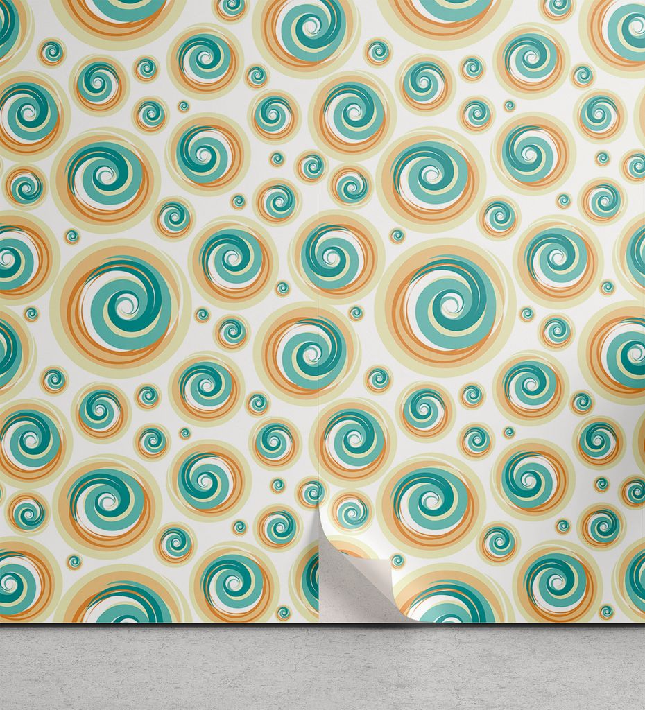 ABAKUHAUS Geometrischer Kreis abziehbare & klebbare Tapete für Zuhause, Spiral Kreis Tile, selbstklebendes Wohnzimmer Küchenakzent, 33 cm x 250 c...