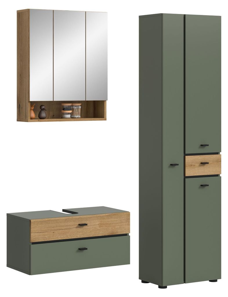 xonox.home Badkombination Aqua Sage Green Nachbildung/ Sage Green Nachbildung B/H/T: 141x191x35 cm