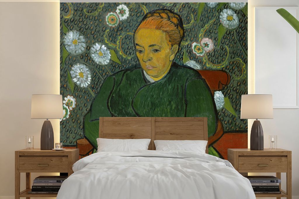 MuchoWow Fototapete für Wohnzimmer oder Schlafzimmer Wandtapete Vinyl Motivtapete La berceuse (Porträt von Madame Roulin) - Vincent van Gogh - ...
