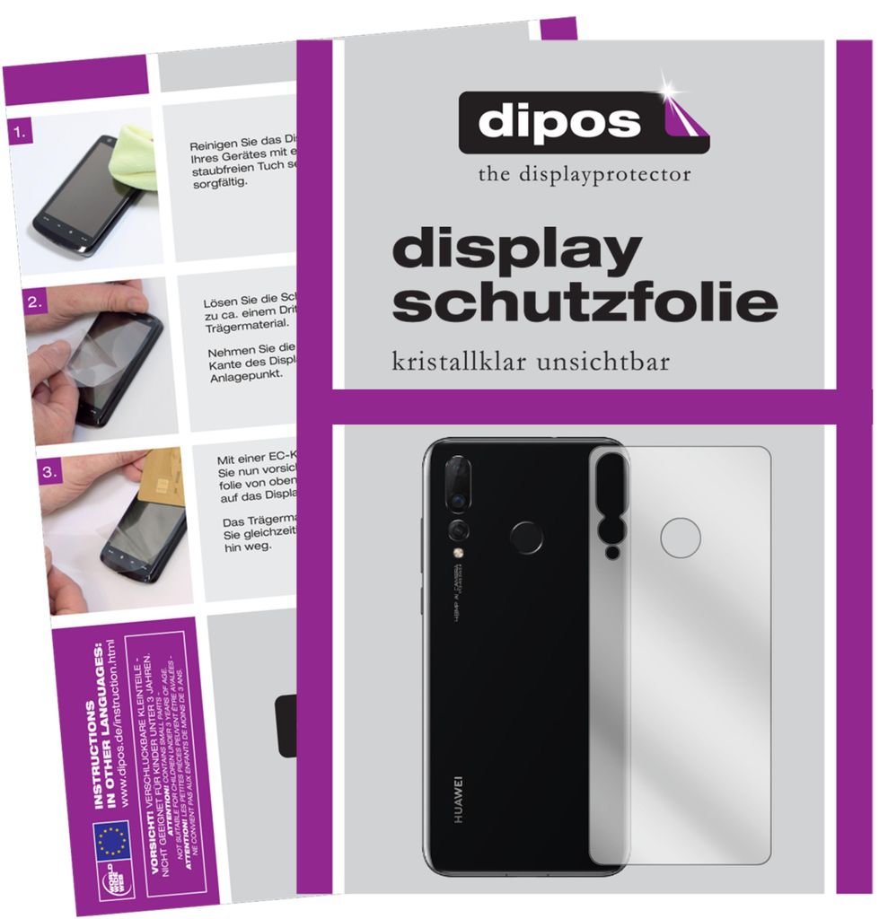 2x Schutzfolie für Huawei Nova 4 Rückseite klar Displayschutzfolie Folie Display