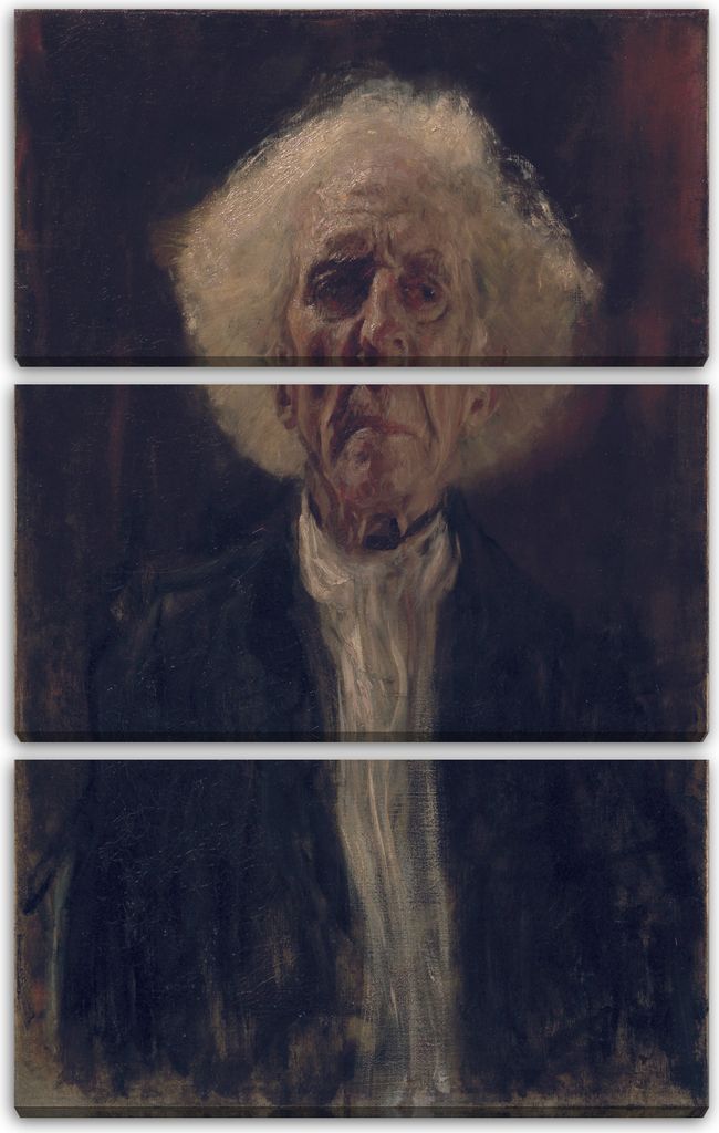 Leinwandbild 3-teilig (80x120cm): Gustav Klimt - Blinder Mann (1896), echter Holz-Keilrahmen inkl. Aufhänger, handgefertigt in Deutschland