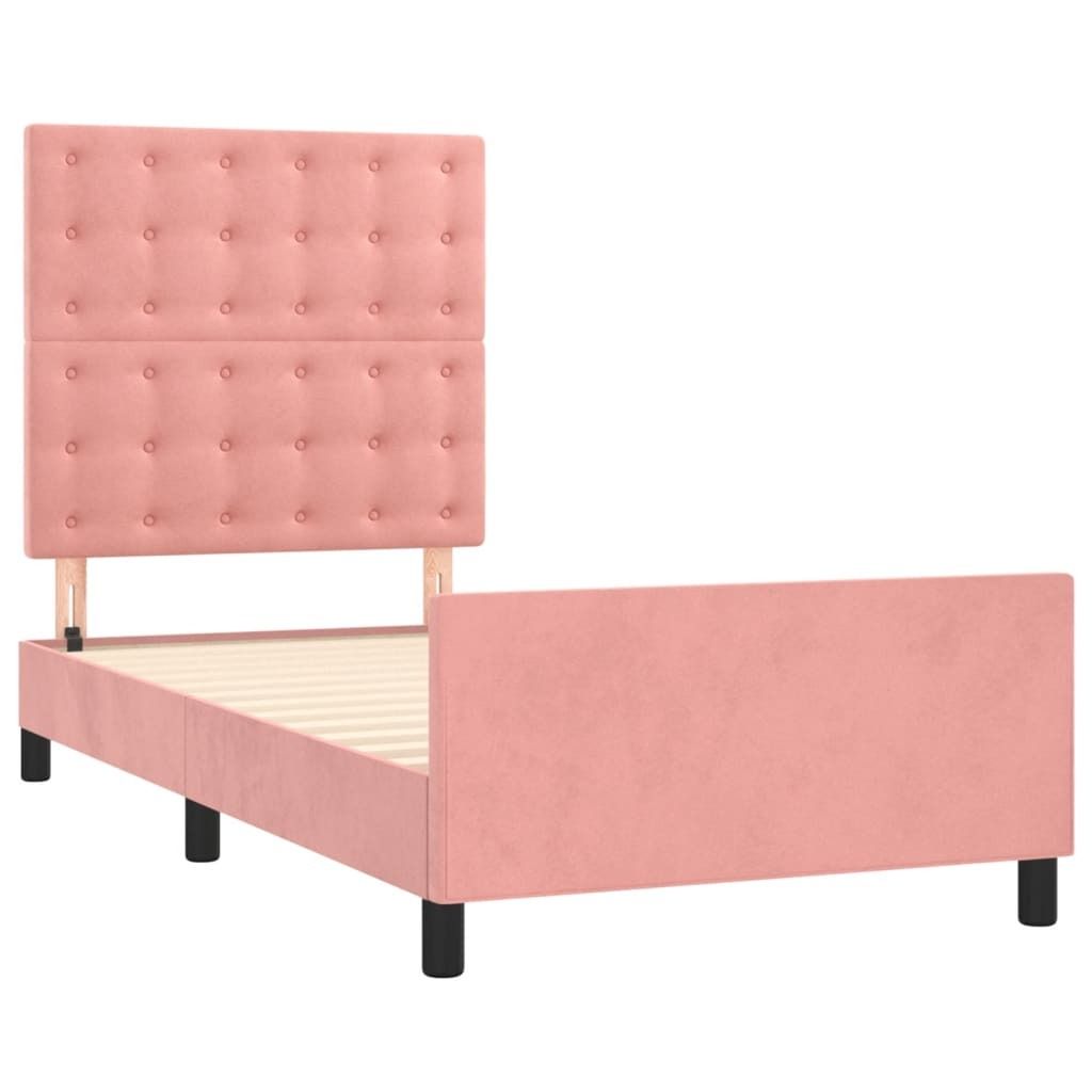 vidaXL Bettgestell mit Kopfteil Rosa 90x200 cm Samt Produktbild 