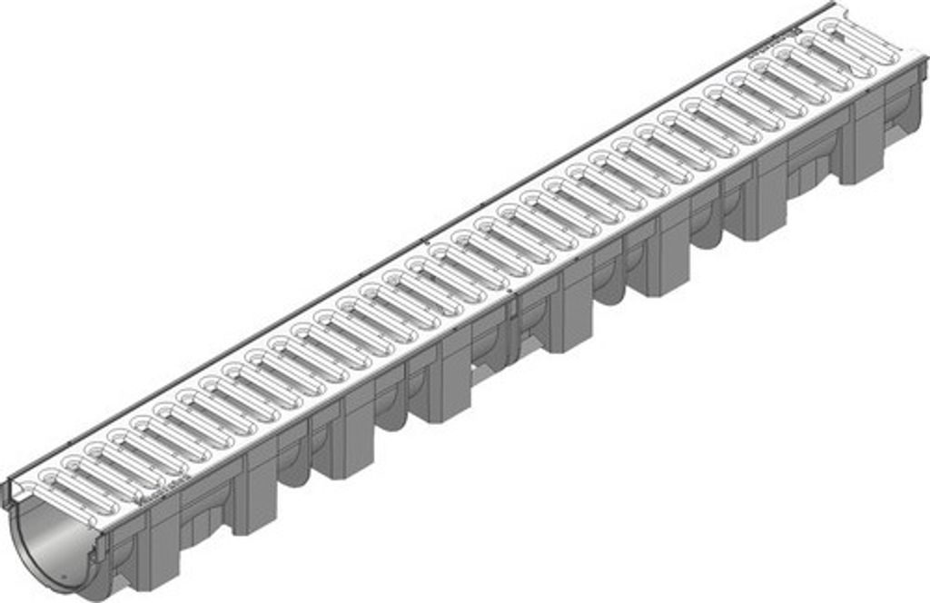 Hauraton TOP x Kunststoffrinne aus PP mit Klemm Stegrost Edelstahl 1000 mm x 119 mm x 89 mm