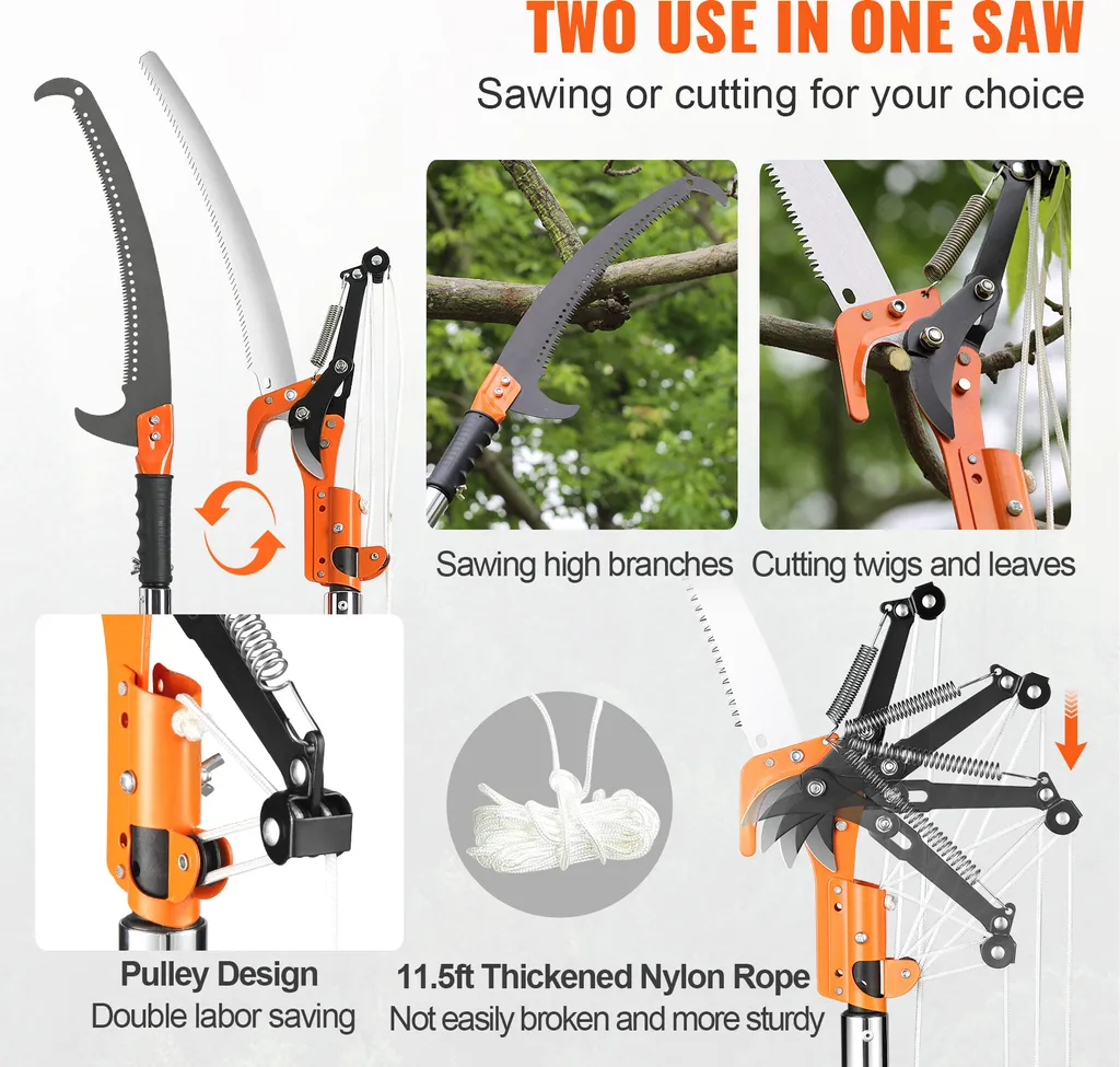 Sécateur extensible télescopique pour branches hautes et palmiers