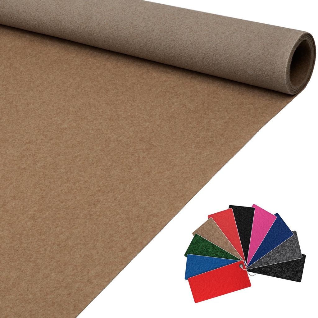 Teppich 140x500cm AXEL Eventteppich BFl-S1 Uni Messeteppich Läufer Beige, Hauptbild
