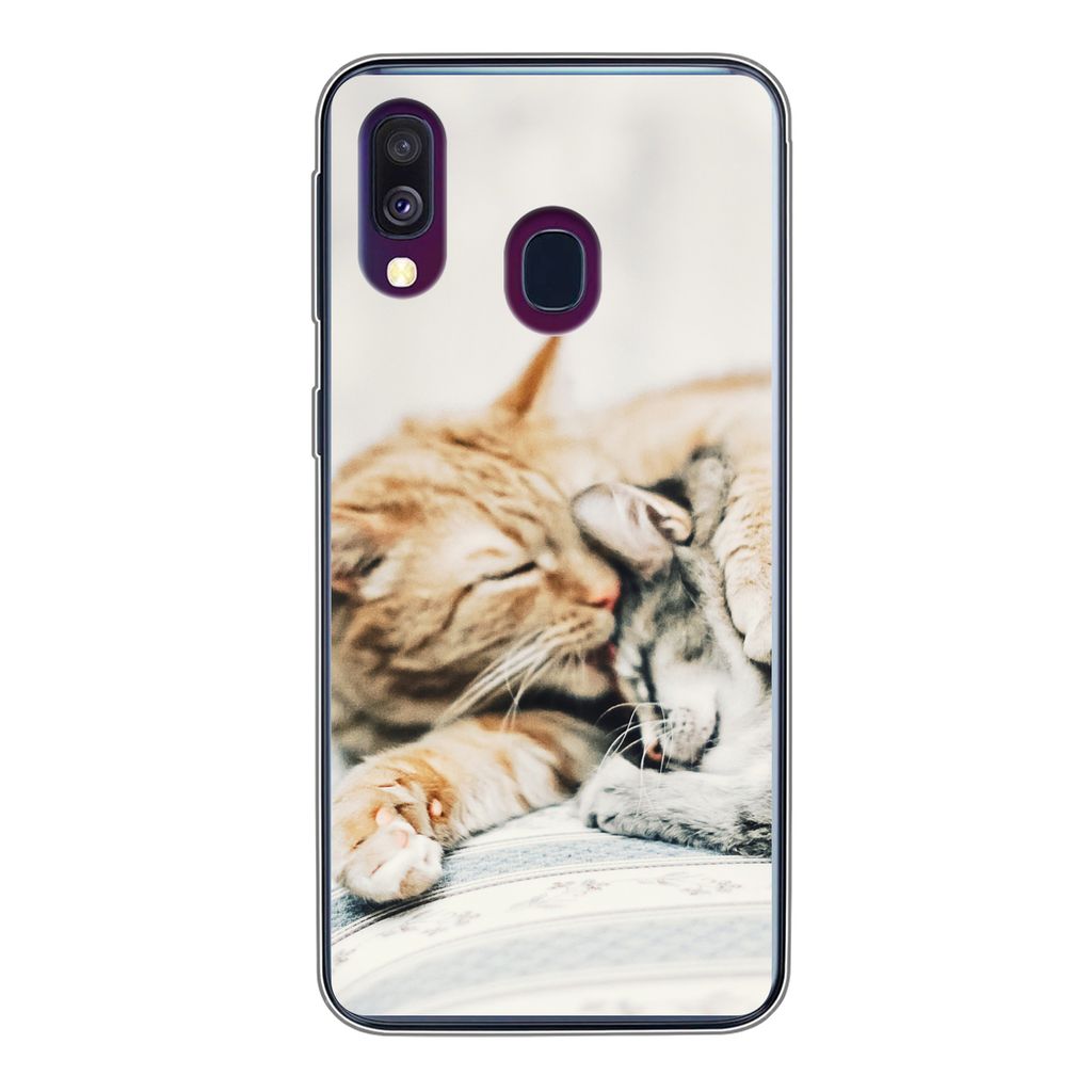MuchoWow Handyhülle Schutzhülle Hülle für Samsung Galaxy A40 Katzen - Sofa - Wohnzimmer Silikon Softcase Handy Hülle - Handy-Tasche