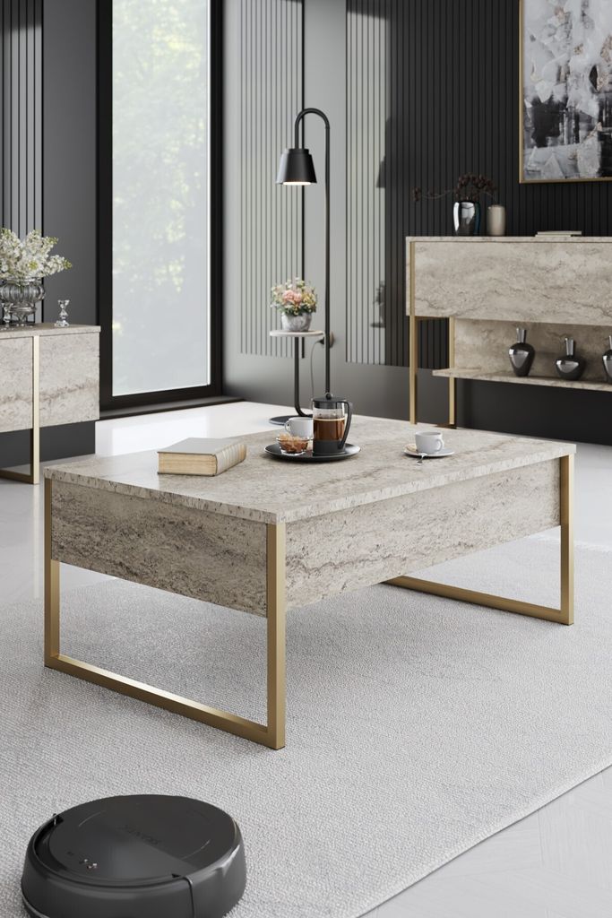 Skye Decor, Luxe - Travertine, Gold, Couchtische, Produktbild 