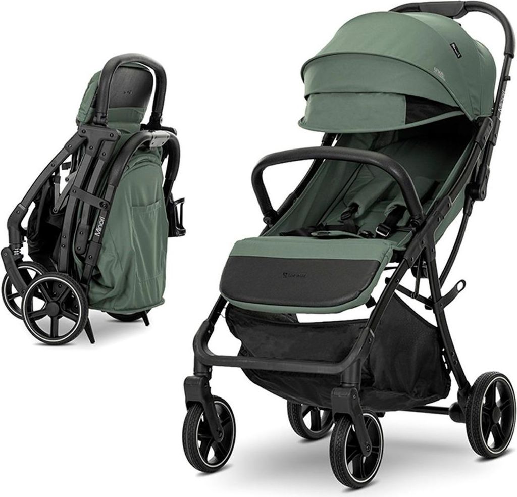 Lorelli Kinderwagen Buggy Minori faltbar PolyurethanRäder Getränkehalter Fußabdeckung tannengrün